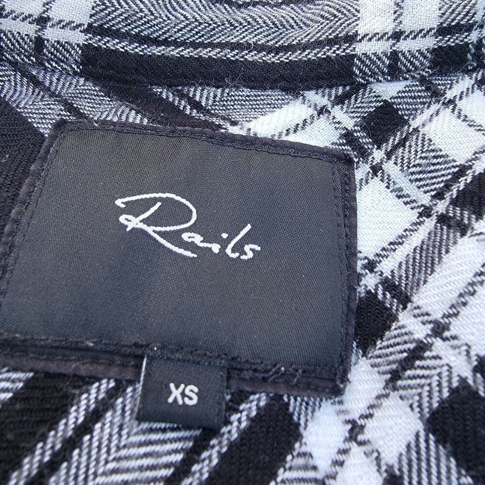 Rails Jordyn Plaid Side Split Tunic Duster Blk/wht Sz Xs Flannel Collared Long - Picture 5 of 7